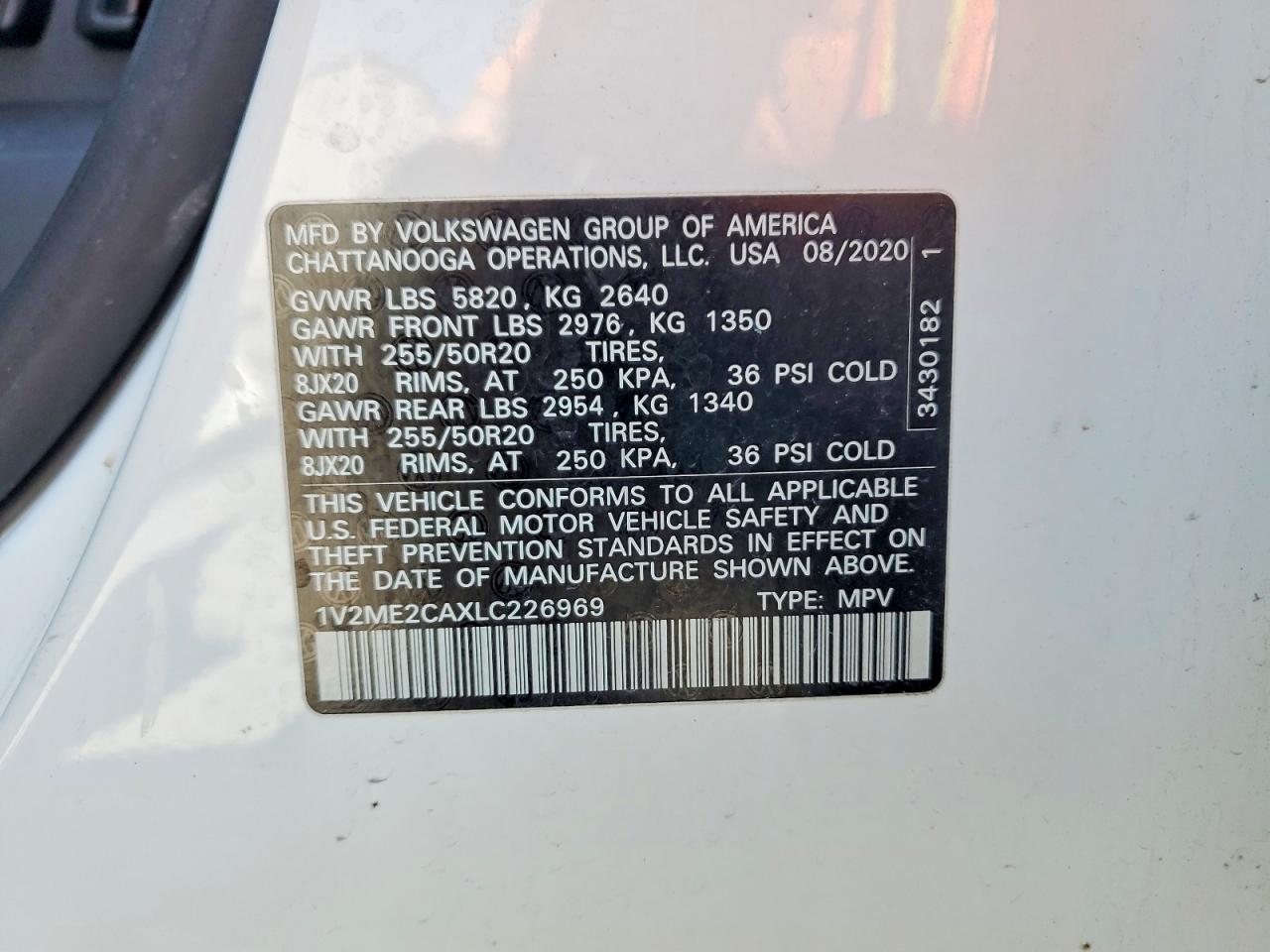 2020 VOLKSWAGEN ATLAS SEL R-LINE
