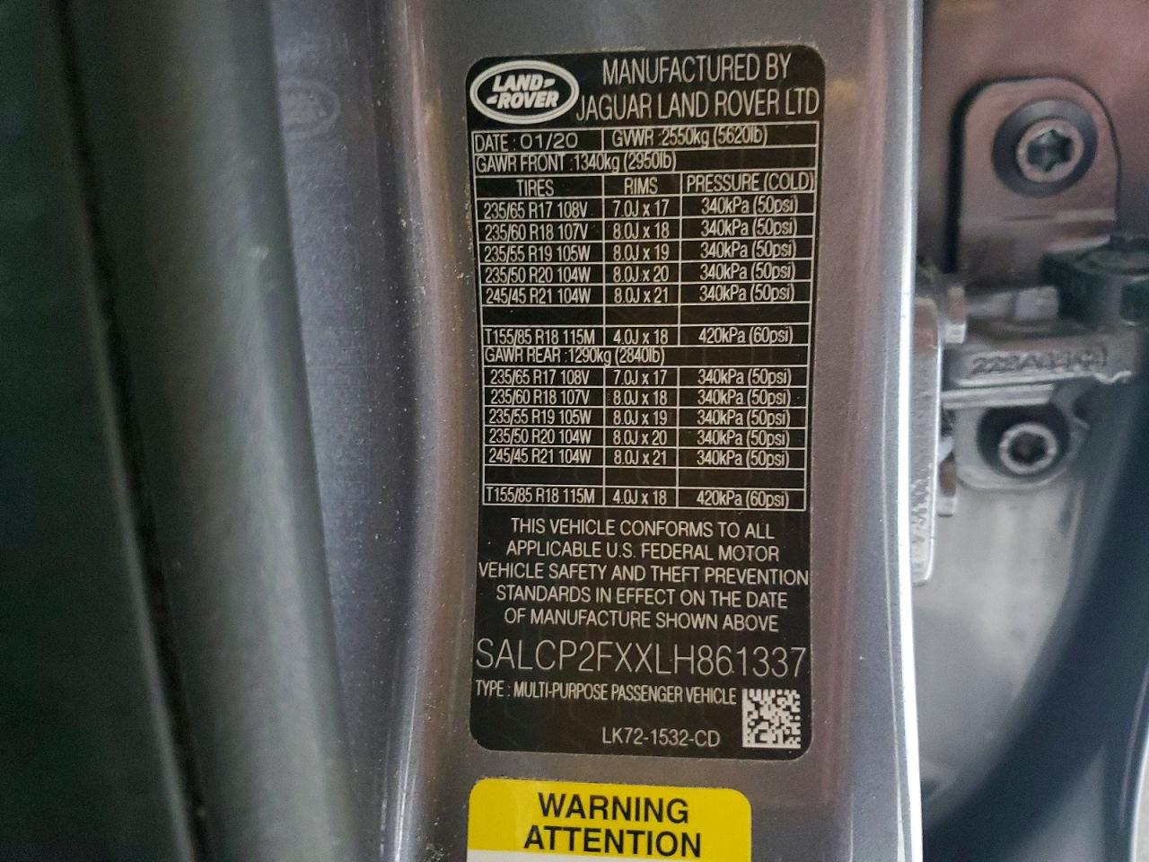 2020 LAND ROVER DISCOVERY SPORT SE
