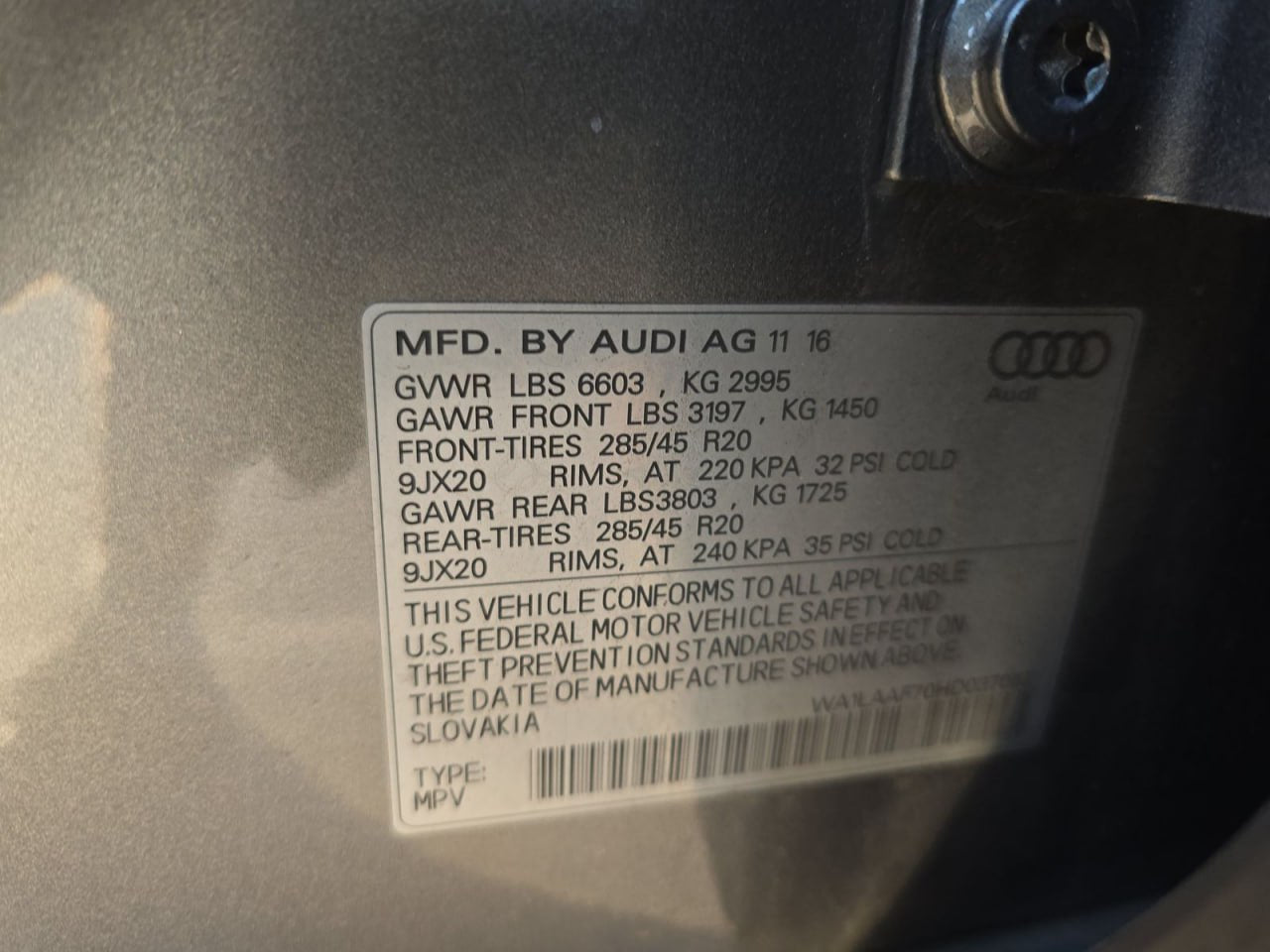 2017 AUDI Q7 PREMIUM PLUS