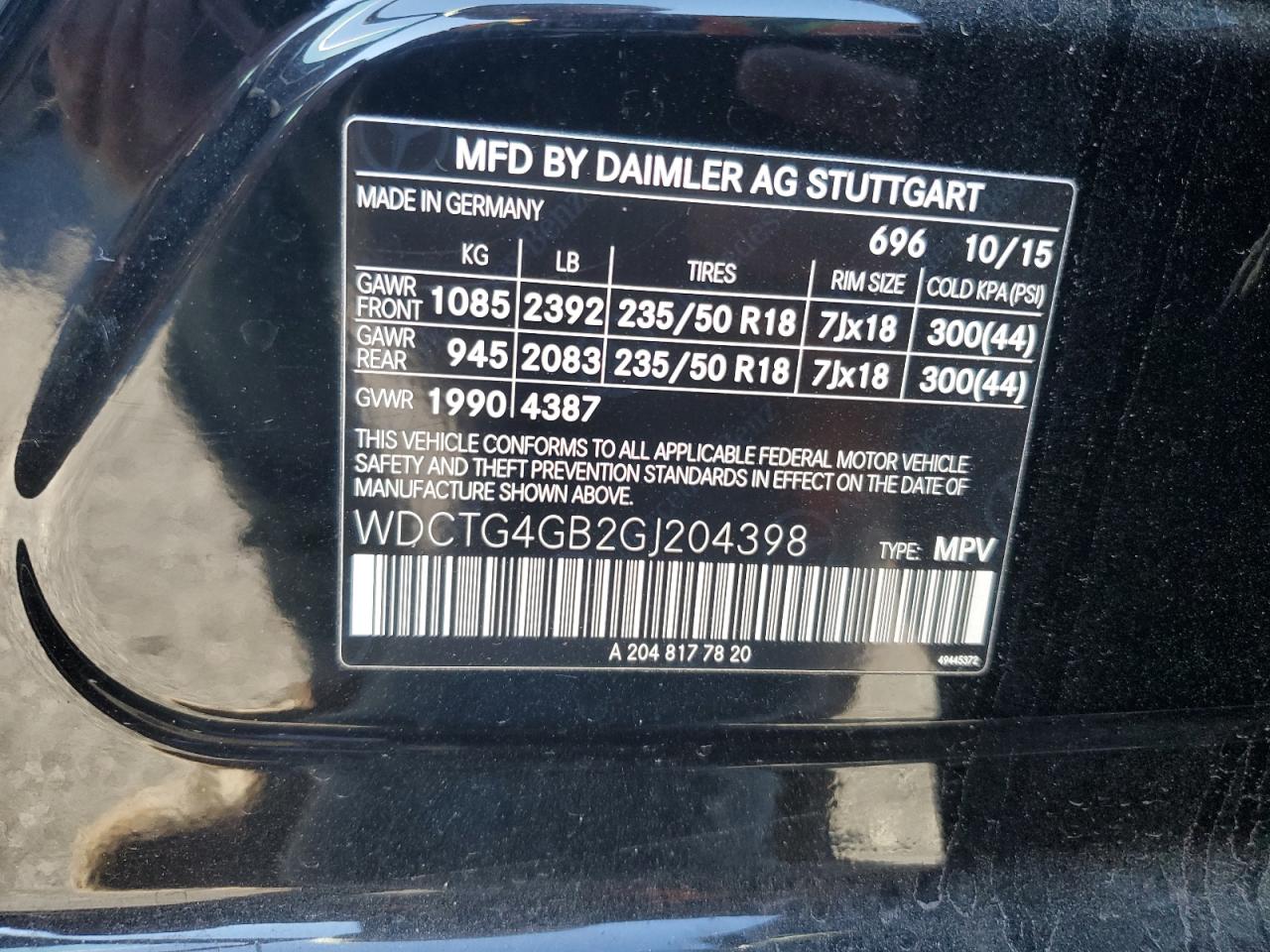 2016 MERCEDES-BENZ GLA 250 4MATIC