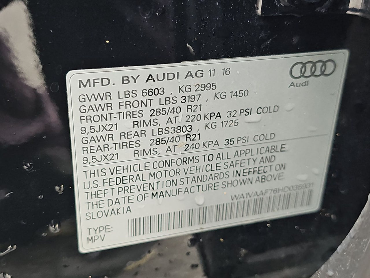 2017 AUDI Q7 PRESTIGE