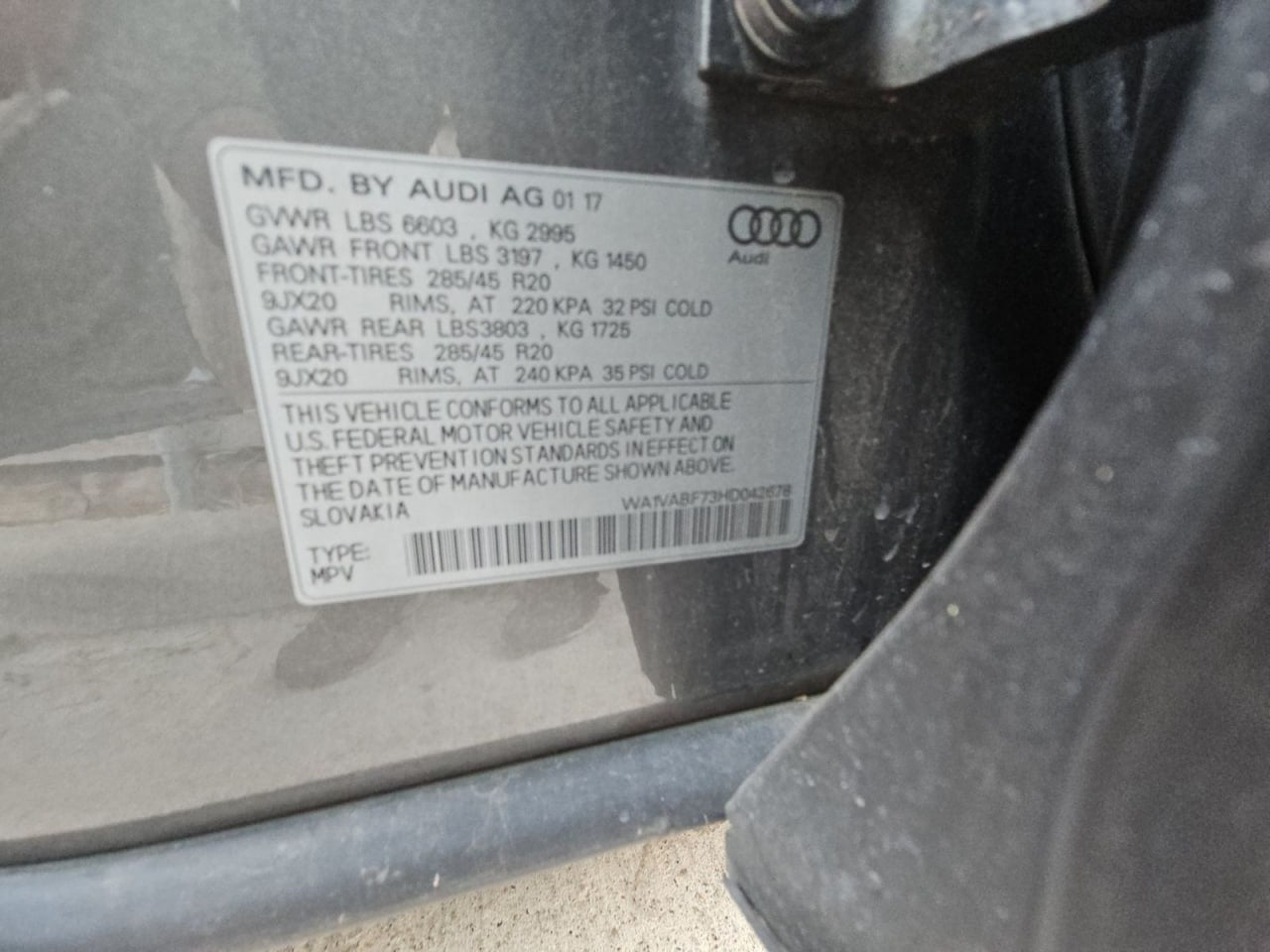 2017  AUDI Q7 PRESTIGE  (ПНЕВМА)