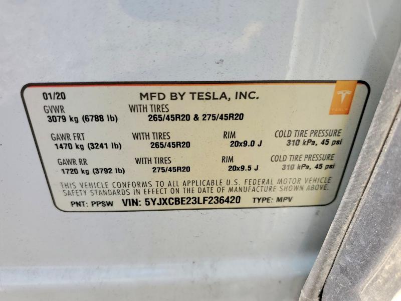 2020 TESLA MODEL X LR PLUS RAVEN