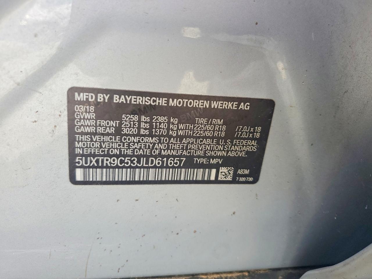 2018 BMW X3 XDRIVE30I