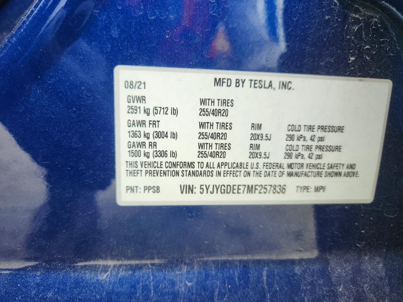 2021 TESLA MODEL Y LR DM
