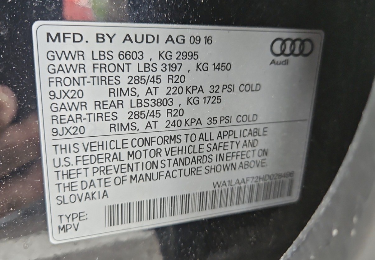 2017 AUDI Q7 PREMIUM PLUS