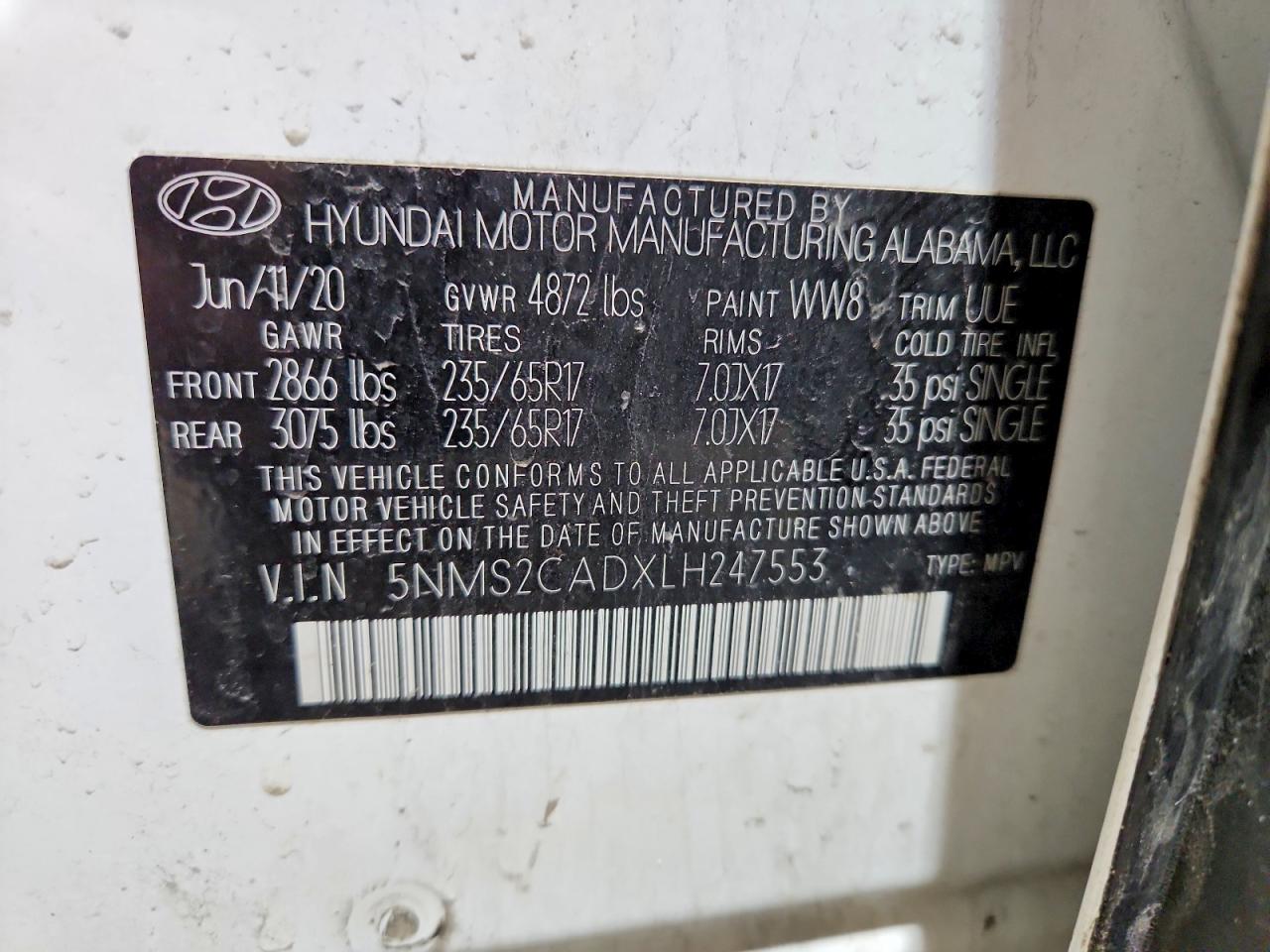 2020 HYUNDAI SANTA FE SE